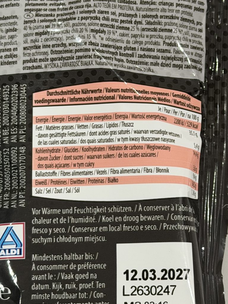 Trader Joe's High Protein Nut Mix Review — Nutrition Facts | Aldi Finds Portugal