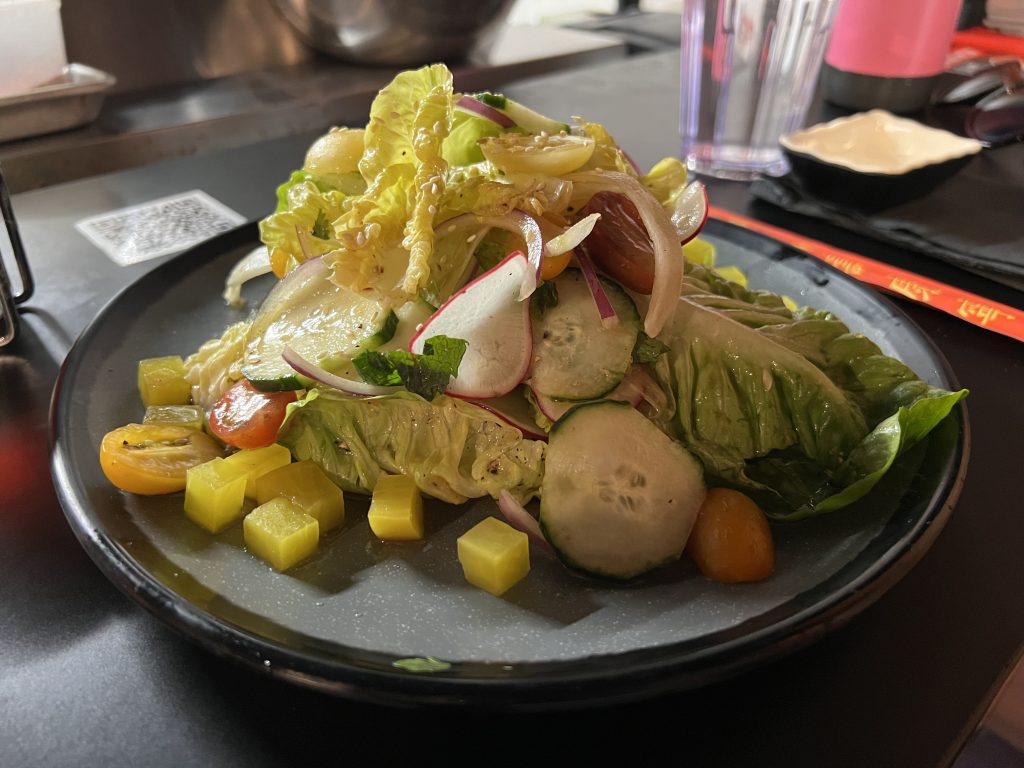 Dumplings Mi Amore Review Photos — Stunning Baby Gem Lettuce Salad with Daikon and Sesame Dressingi | Miami Restaurant Review