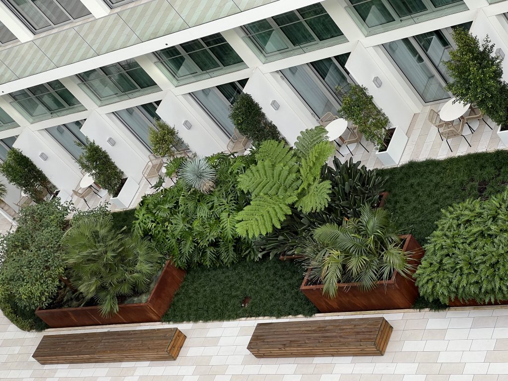 Hyatt Regency Lisbon Review Photos — Lush Green Plants in Courtyard | Portugal Travel Blog