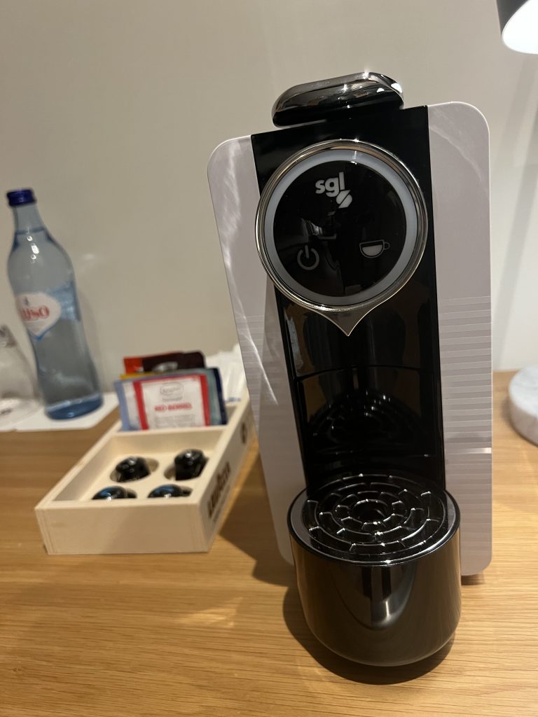 Hyatt Regency Lisbon Review Photos — Standard Queen Room Espresso Machine | Portugal Travel Blog