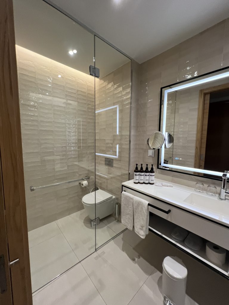 Hyatt Regency Lisbon Review Photos — Standard Queen Room Bathroom with Enclosed Toilet | Portugal Travel Blog