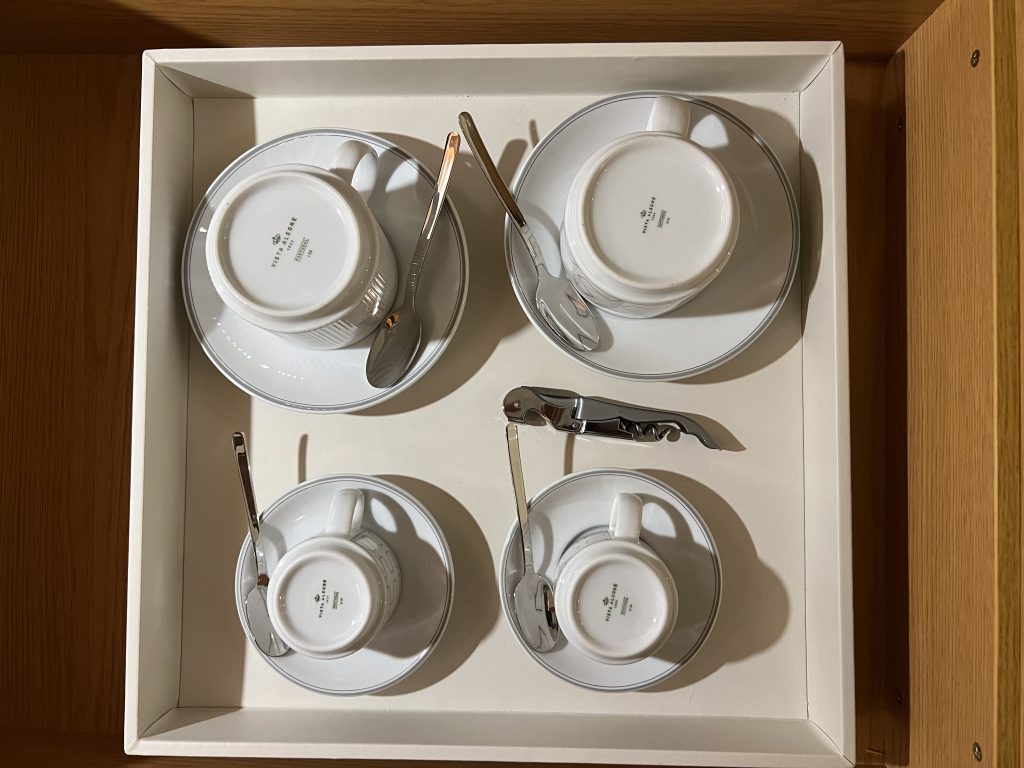 Hyatt Regency Lisbon Review Photos — Tray with Luxury Vista Alegre Porcelain Cups | Portugal Travel Blog