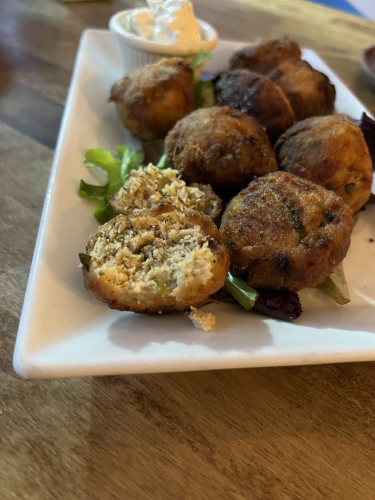 Meraki Greek Bistro Review Photos — Keftedes Homemade Greek Chicken Meatballs Inside | Miami Happy Hour Restaurant Reviews