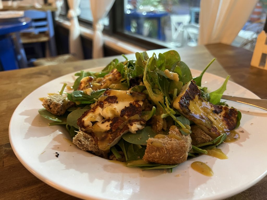 Meraki Greek Bistro Review Photos — Spinach & Halloumi Salad | Best Miami Happy Hour Restaurant Reviews