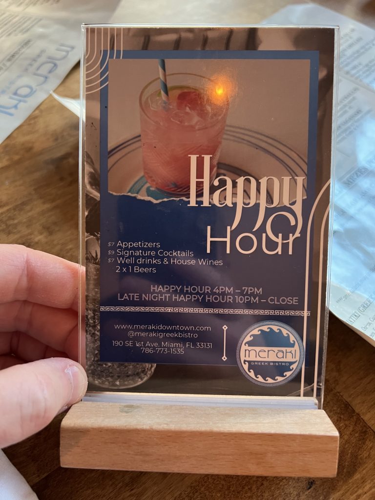 Meraki Greek Bistro Review Photos — Happy Hour Menu with Prices | Miami Restaurant Reviews