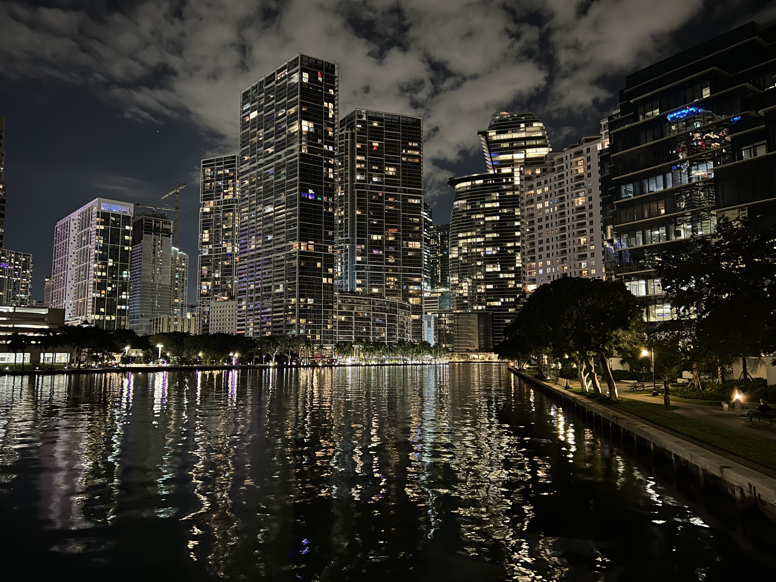Walking Around Brickell Miami at Night: Waterfront Views & City Lights