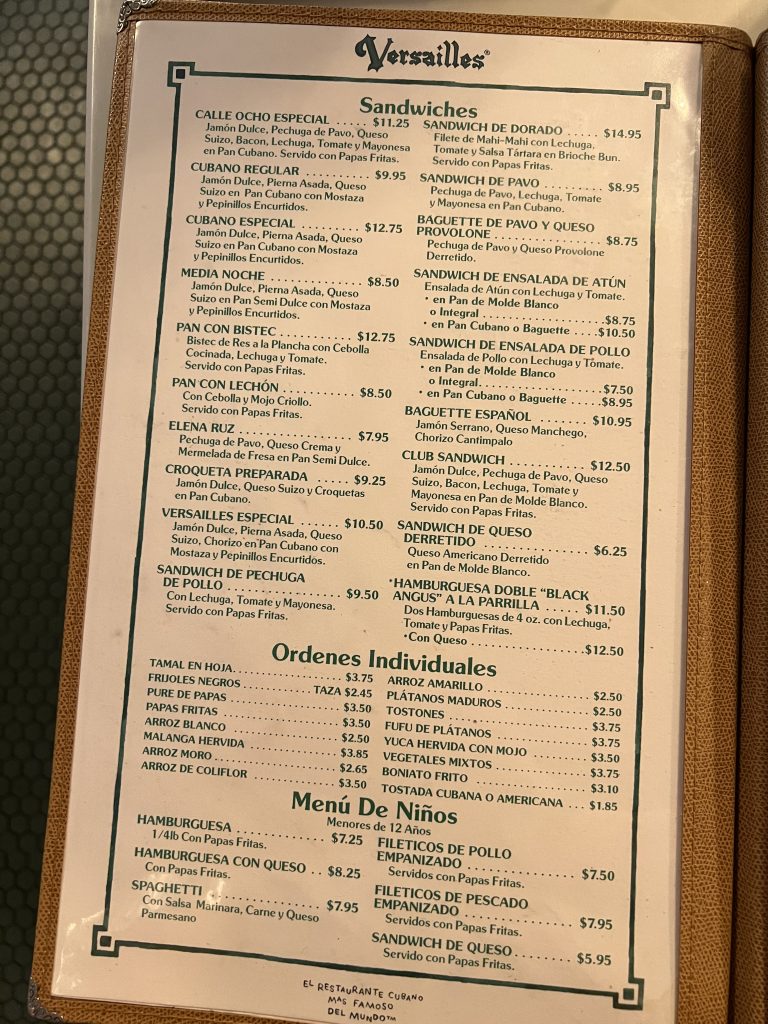 Versailles Cuban Restaurant Review — Menu with Prices | Little Havana,  Miami Restaurant Reviews